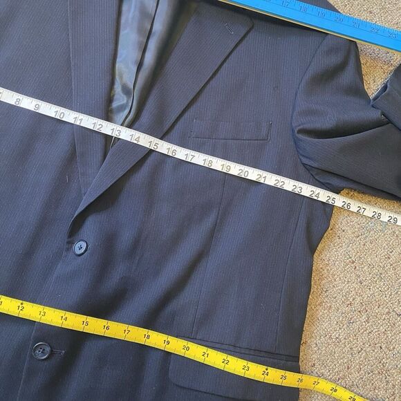 Stafford Signature Classic Fit Men Sz 50Long Blazer Jacket Sport Coat Black Blue - Picture 3 of 11